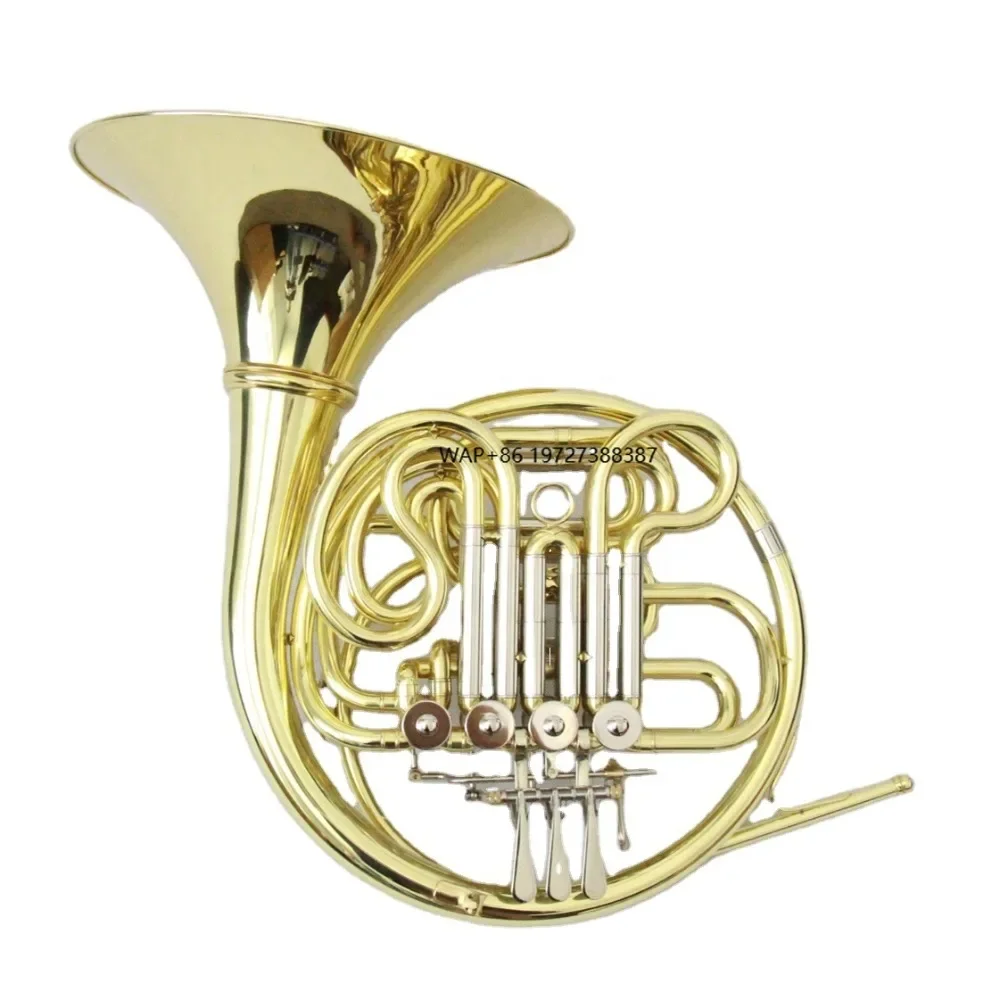 Hot Sale High Grade Professional Cheap Woodwind Wind Instrument Gold Lacquered 4-Key Double Separated Bell F/Bb Tone French Horn
