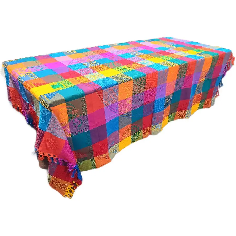 

Imports TM 84 x 59 Elegantly Handwoven, Genuine Mexican Artesenal Table Cover Fiesta, Birthday, Taco Night, Mexican Themed Party