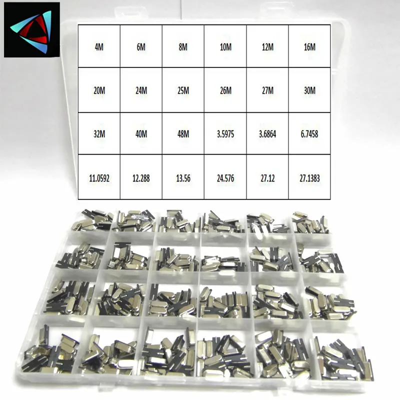 24Values HC-49S Quartz Resonator SMD Crystal Oscillator Kit 4MHz 6MHz 8MHz 12MHz 16MHz 24MHz 25M 48M 2Pin Electronic Set