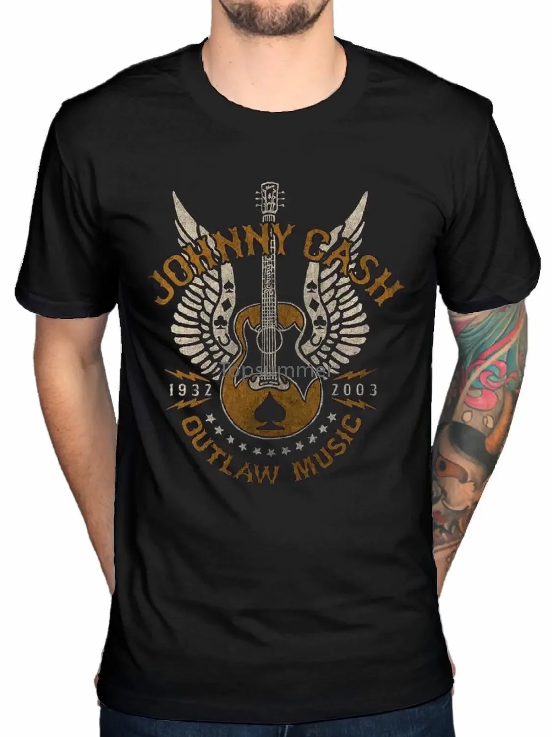 

Johnny Cash Outlaw T-Shirt American Rebel Out Amoung The Stars Folsom