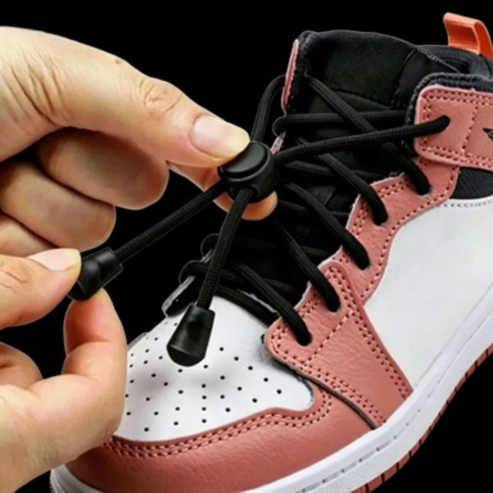 1Pair NEW No Tie Shoelaces for Sneakers Round Shoe Laces Stretching Spring Locking Convenient Lazy Shoes Lace Accessories