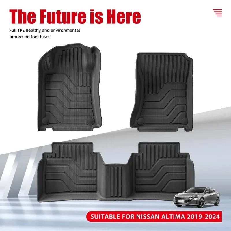 High-End Floor Mats For Nissan Altima 2019-2024 Luxury Custom Fit Complete All-Weather Interior Protection Easy Clean