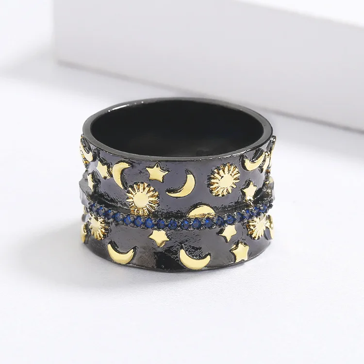 

Креативные серьги со звездой и луной, женские черные и золотые двухцветные ювелирные изделия, комплекты из 3 предметов, новый свитер с цветком, цепочка, вечерние ювелирные изделия, подарок