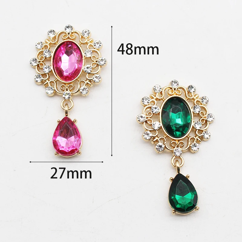 New 10 Pieces Beautiful Sparkling Rhinestone Crystal Flat Brooches, DIY Crystal Accessories Fashion Gorgeous Wedding Invitations