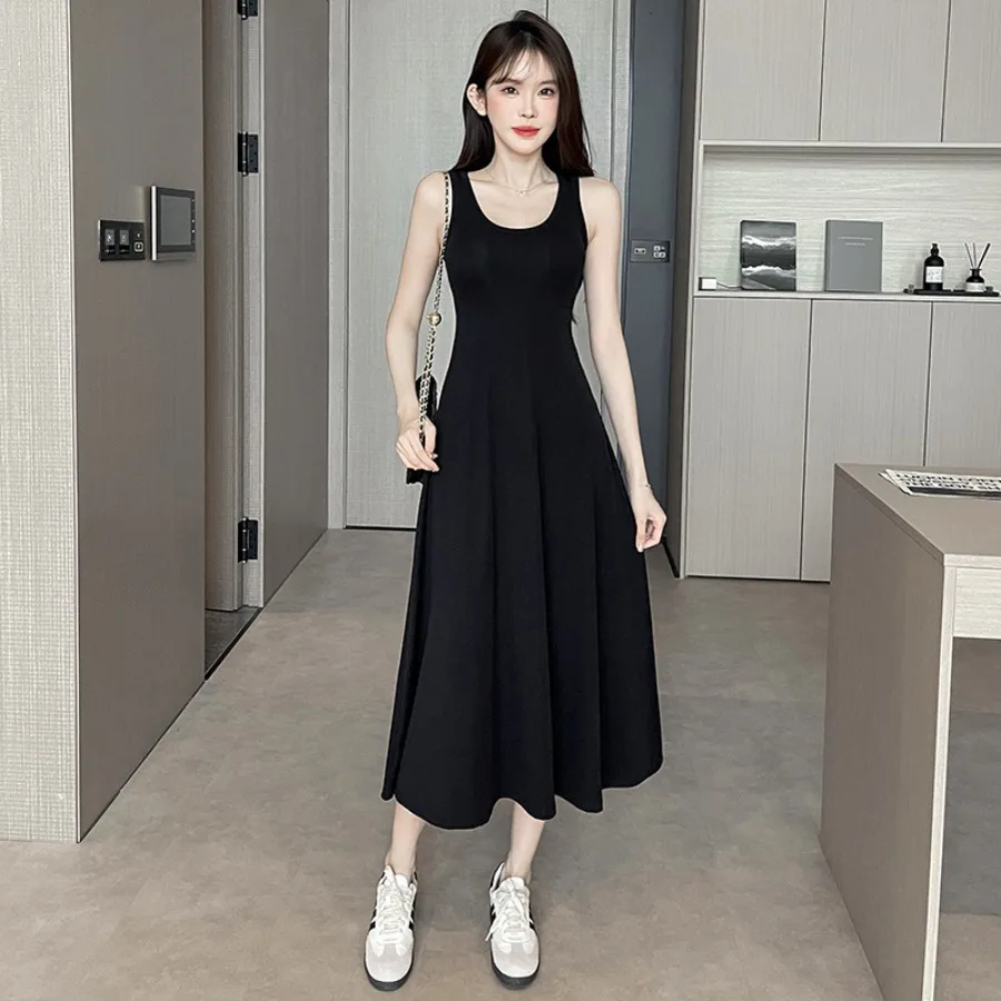 

【New style】French temperament large U-neck suspender dress for women with high-end waist A-shaped large swing skirt with chest