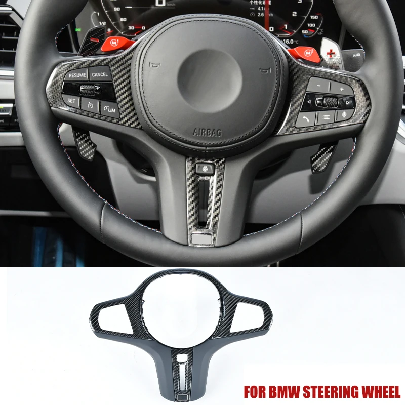 

For BMW 3 4 5 series G01 G02 F95 F96 LCI G05 Real Carbon Fiber Car Steering Wheel Frame Cover M Performance Interior Replacment