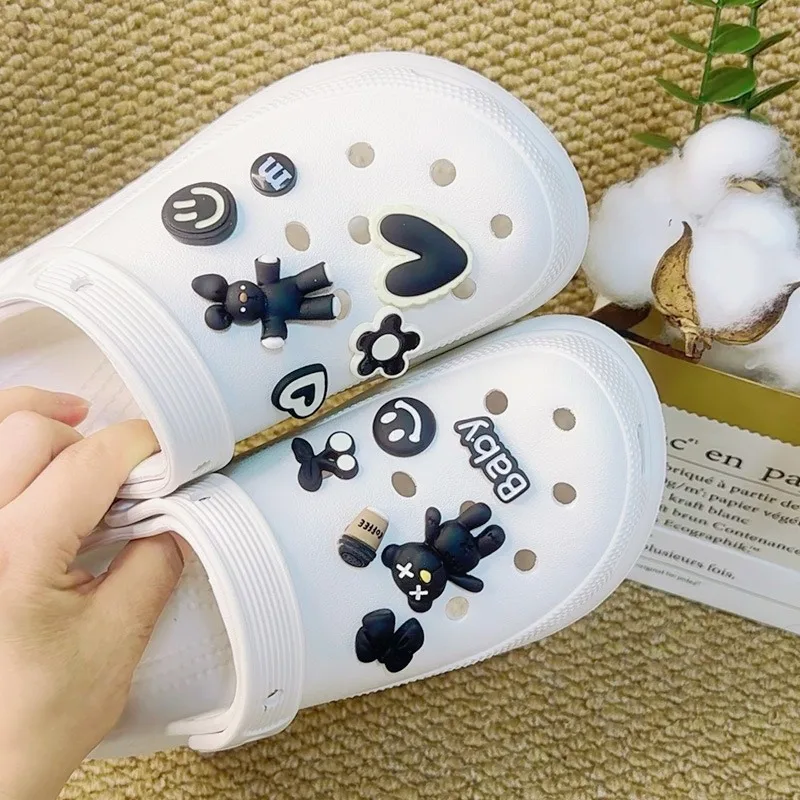 12PCS Fashion Shoe Charms for Clogs Set Accessories Hole Shoe Buckle Cute Cartoon Little Bear Rabbit DIY 3D Shoes Decorations
