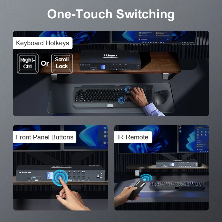 Dual Monitor DP KVM Switch Support USB 3.0 2 Display Modes EDID Emulators 4K 60Hz 4x2 DisplayPort Video KVM Switcher