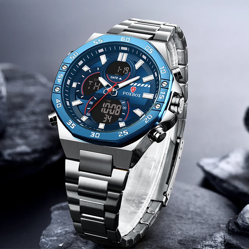LIGE Luxury Watch Men Digital Dual Display Chronograph Military Sport Mens Watch Waterproof Calendar Quartz Watches Reloj Hombre