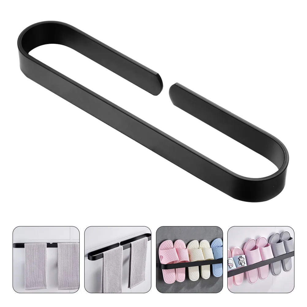 

Полка-органайзер для полотенец из алюминиевого сплава, экономия места, без сверления, двойного назначения, с крючками, металлическая подставка для хранения