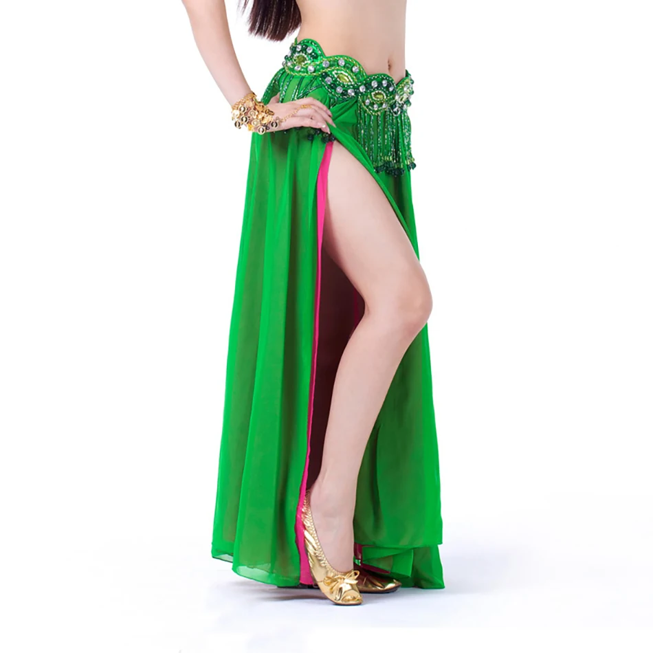 Double Slit Chiffon Skirt Belly Dance Sexy Skirt Dance Skirt Delly Dance Stage Performance Show Skirt Accessories Practice