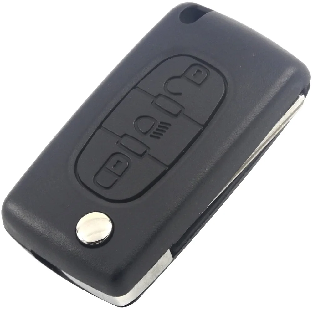 jingyuqin VA2/HCA Blade Fob Shell dla PEUGEOT 207 406 307 308 408 107 Partner 306 407 Flip Car Key Case 3 Button Ce0523 Ce0536