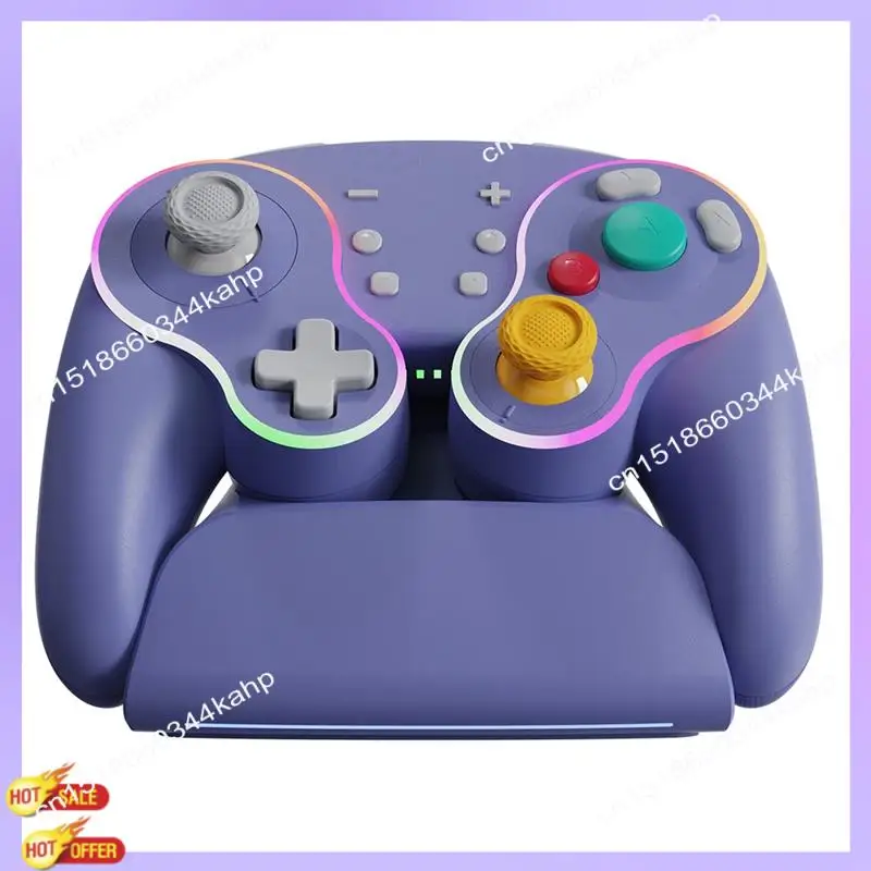 

CLCU Wireless Charging Retro Gamepad Retro RGB Multicolor Light Wireless Gamepad Withfast Charging Dockenhanced Grip C