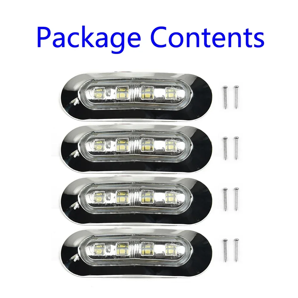 4sets Marine Boat LED Courtesy Lights Cabin Deck Walkway Stair Light White 12V -24V Side Marker Light For Car Truck Van Lorry