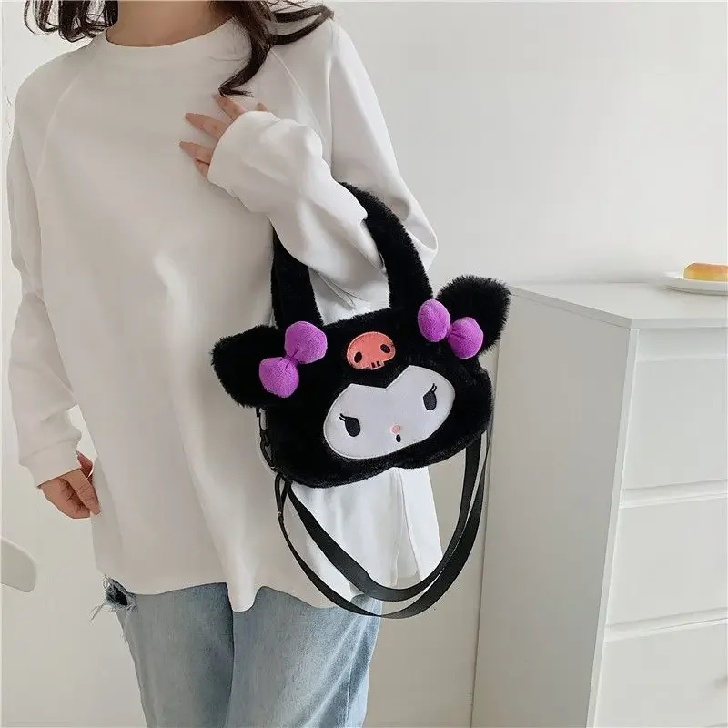 Bolso de peluche de Hello Kitty para niños, mochila cruzada suave de dibujos animados, regalo de cumpleaños, Kawaii, Cinnamoroll Kuromi