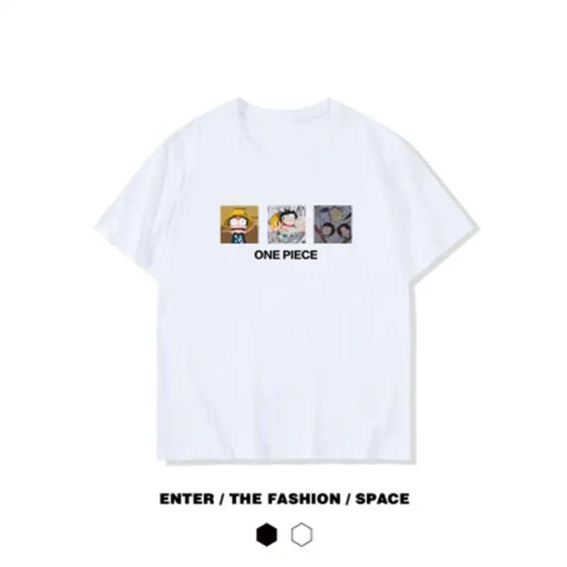 

One Piece Collaboration Luffy T-shirt Short Sleeved Men and Women's Trendy Loose Japanese Anime T-shirt Top Made of Pure Cotton