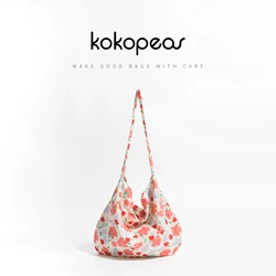 MABULA Lazy Elegant Flower Printed Lady borsa a tracolla leggera in cotone morbido Cross Body Hobo Purse Trend Women Daily Pouch