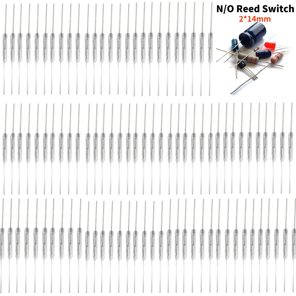 

100-10pcs N/O Reed Switch Vibration-resistance Electronic NO Switch 2*14mm DIY Magnetic Reed Switchs Electronic Component