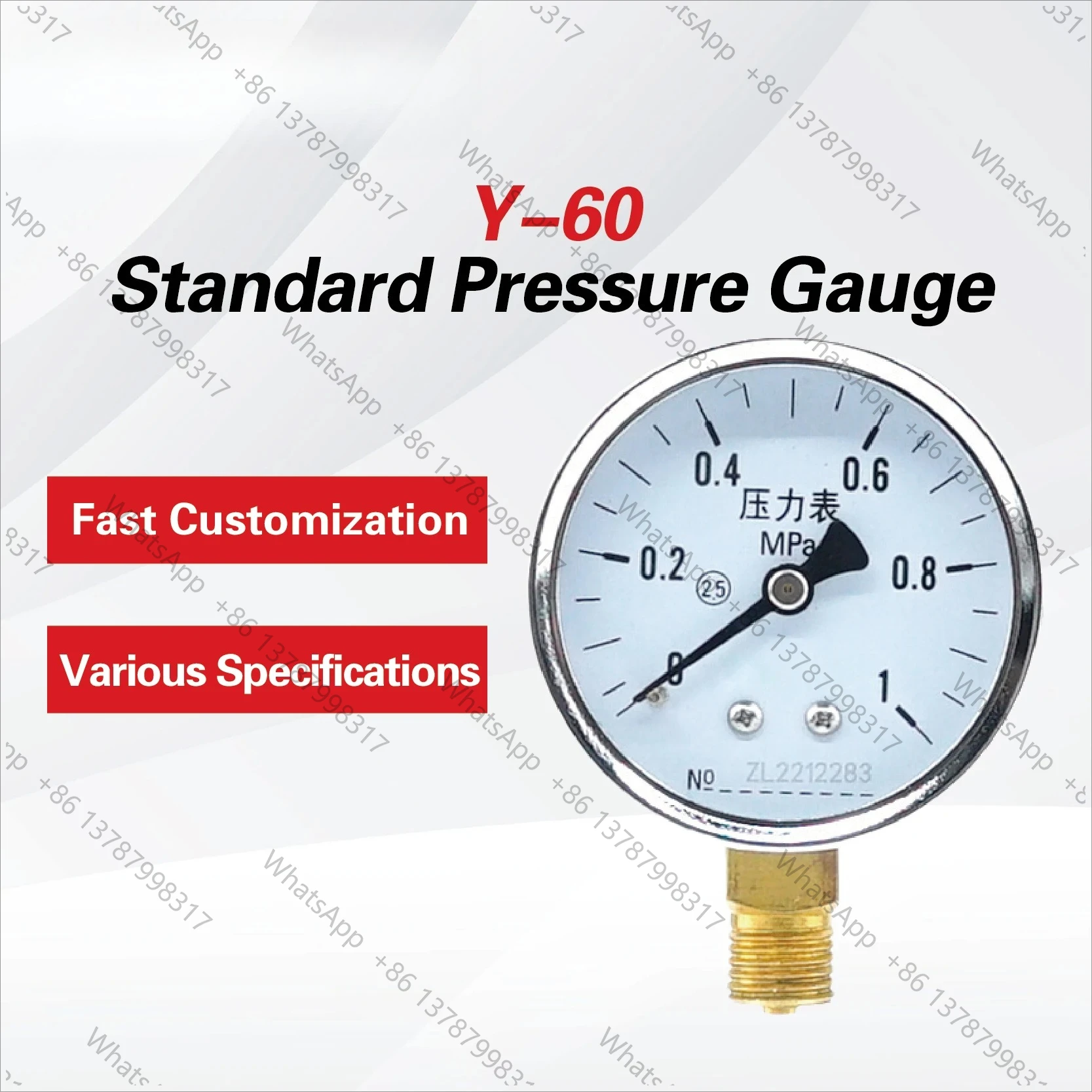 Y-60 Pressure Gauge Manometer Mechanical Dial Analog Bourdon Tube Industrial Hydraulic Water Pressure Meter