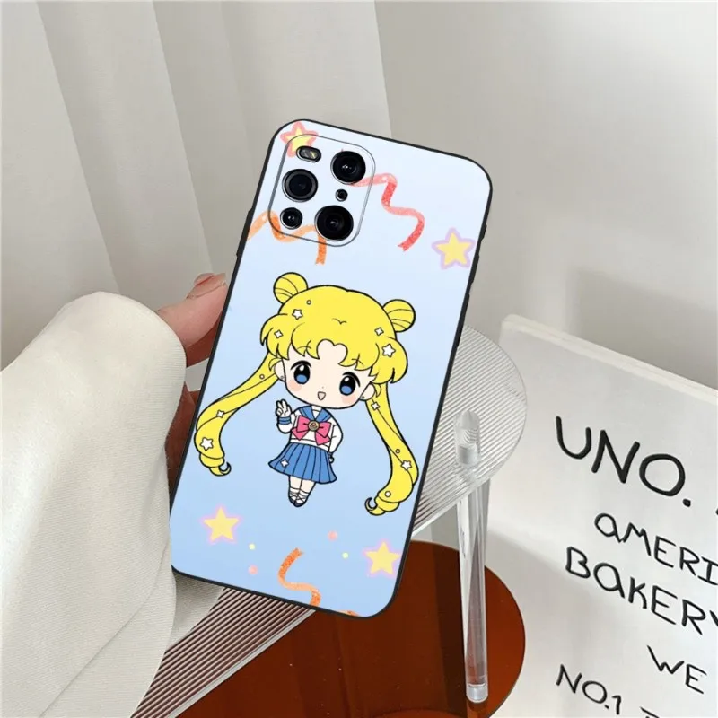 S-SailorS MoonS Phone Case 2023 Hot For OPPO Find X3Pro X5Pro X3Neo RENO6 7 ProPlus A16 A54 A57 K9 A74 A93 A94 Black Cover