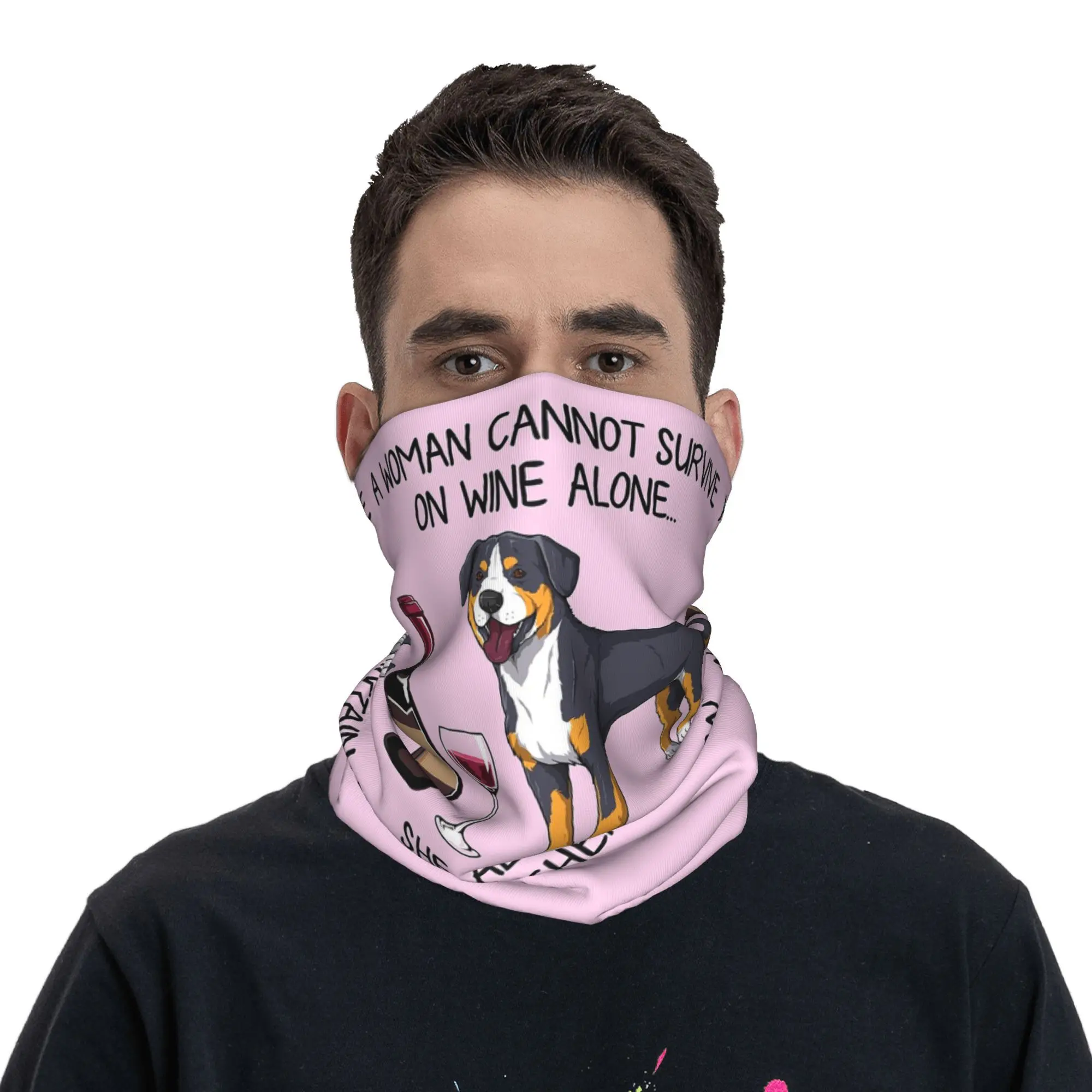 

Entlebucher Горная собака и вино Забавный для собаки мамы Бандана на шею Волшебный шарф с принтом Теплый головной убор Велоспорт для мужчин и женщин