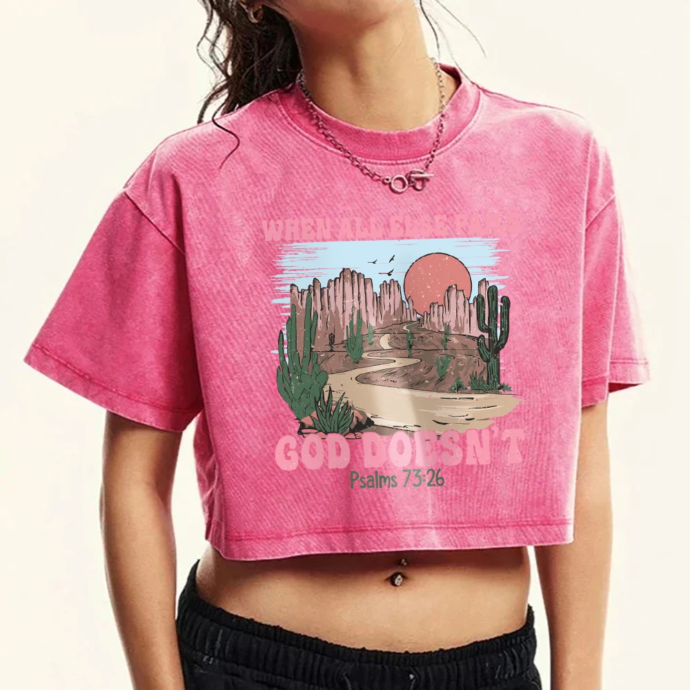 Beautiful Mountain Sunset Printing Women Washed T Shirt Summer Fashion Tee Shirt Crewneck Short Sleeve Street Cotton T-Shirt 