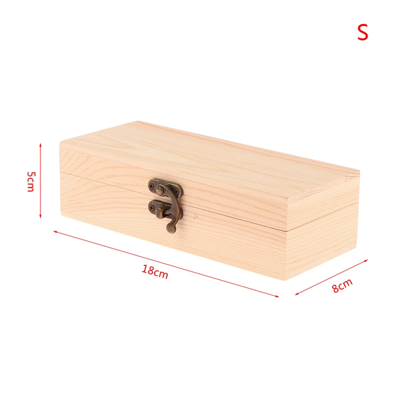 Rectangular Wooden Storage Box Organizer with Lock