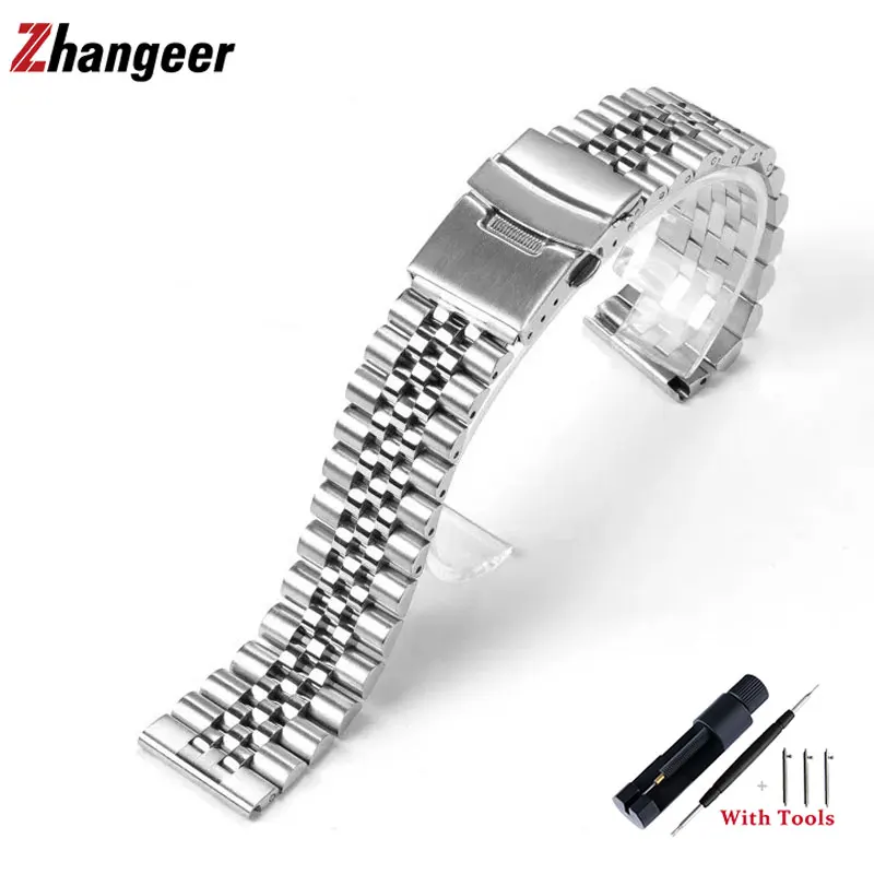 Pulseira de relógio de aço inoxidável 316l 18 19 20 21 22 23 24mm, fivela dobrável de metal, acessórios à prova d'água, pulseira universal