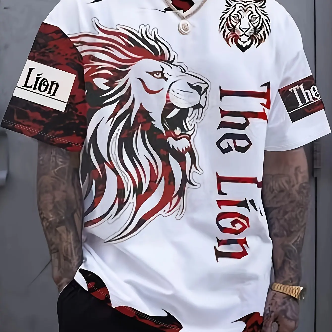 Lion Men's T-shirt New Men's Wear3D Animal Print Short Sleeve New Tops Fashion Men's T-shirt Summer Oversized Men's Clothing