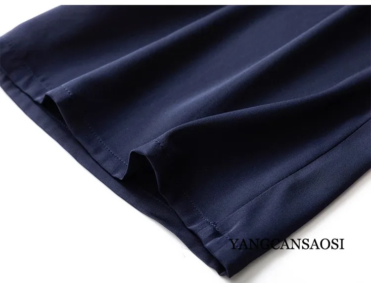 Pocket Design 93% Natural Mulberry Silk Elastic Double Qiao Satin Black Drape Comfortable Women's Fashionable Casual Pants