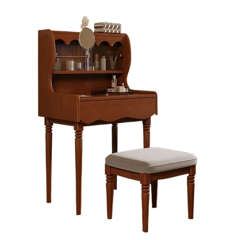 

French retro dressing bedroom small desk, narrow simple American solid wood dressing table