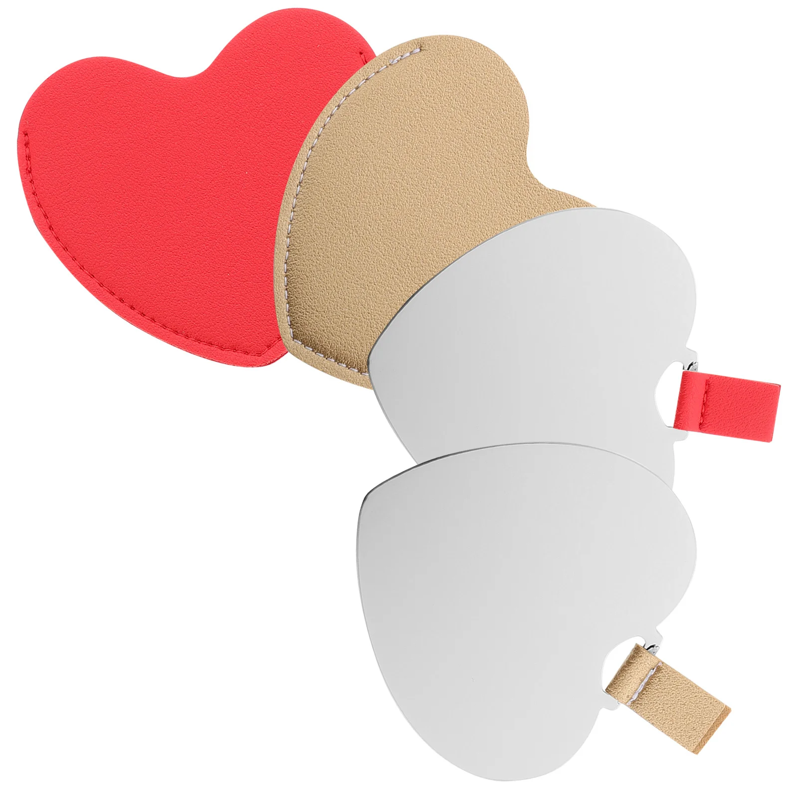 

2Pcs Small Handheld Makeup Mirror Stainless Steel Heart Portable Compact Mini Travel Vanity Mirror Small Pocket Mirrors