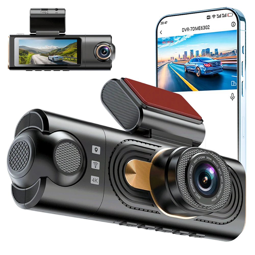 Wholesale  Dash Cam 4k QHD Car Black Box Recorder Super Wide Angle Front and Rear Recording Car DVR 24H Parking Monitor Dash Cam