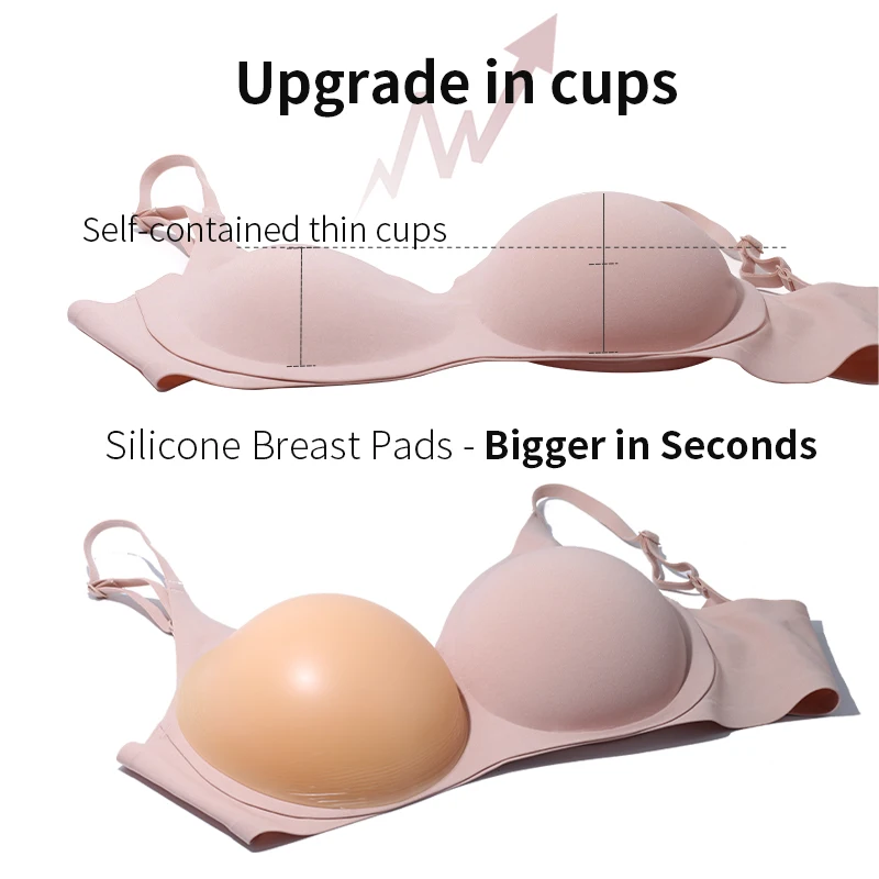 Large 2 In 1 Silicone Breast Pocket Bra Underwear Small Chest Becoming a Big Chest Pad Simulation Cartoon Chest Seamless