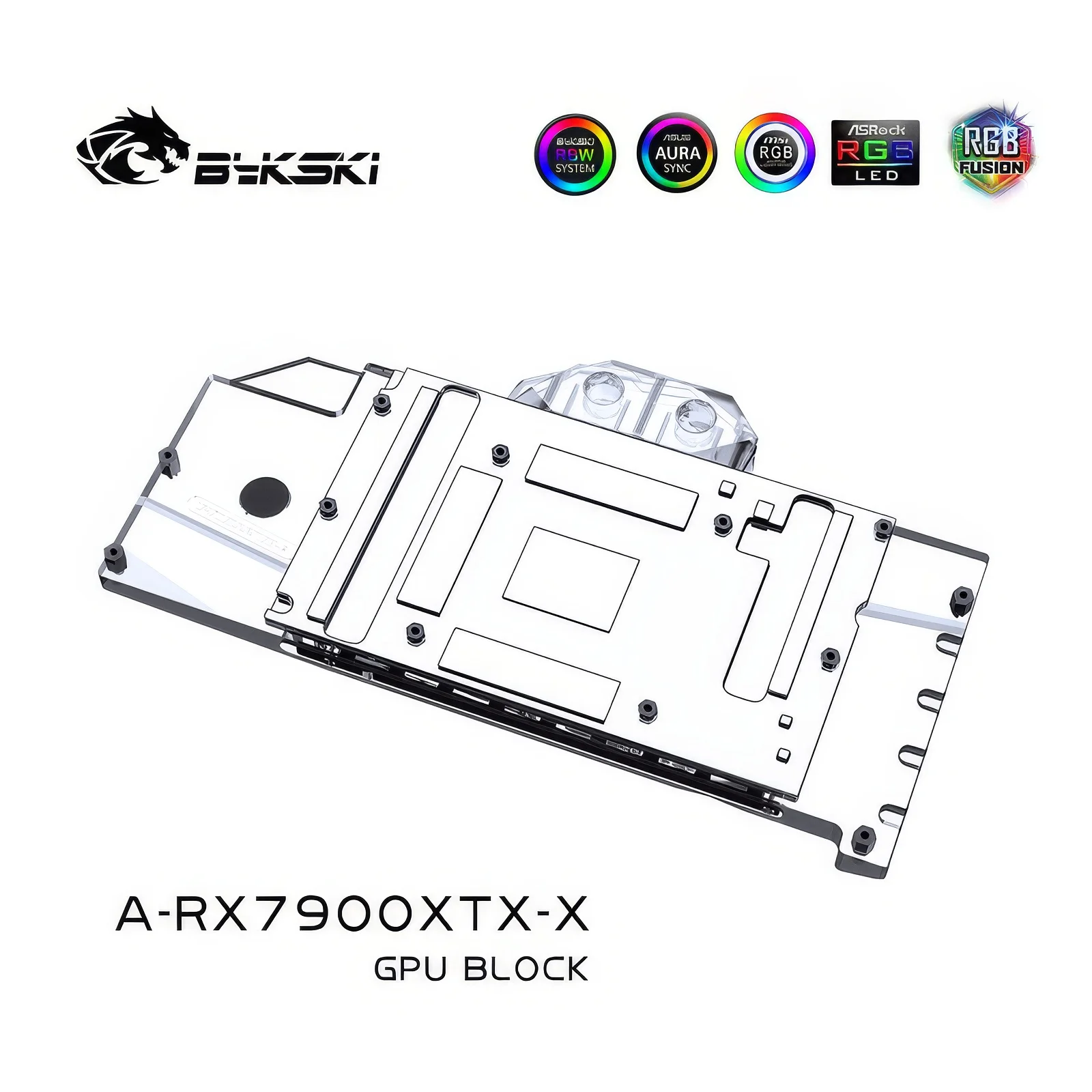 Imagem -03 - Bykski-refrigeração a Água Gpu Bloco Cooler Amd Referência rx 7900xtx A-rx7900xtx-x