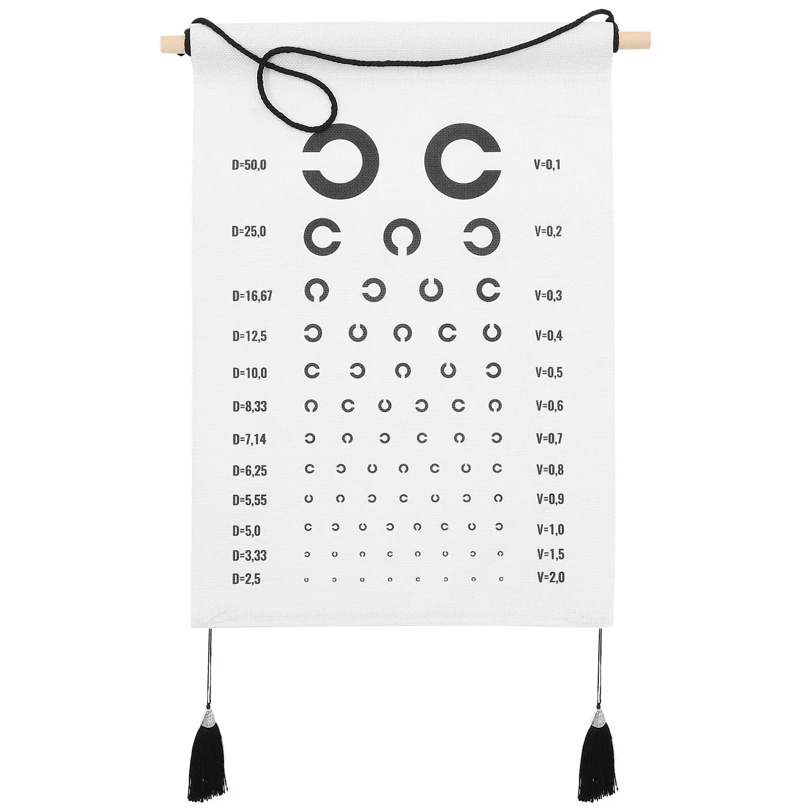 Hanging Eye Chart Polyester Wall Visual Testing Chart for Home Office Bedroom Living Room Eye Exam Distance Measurement Standard