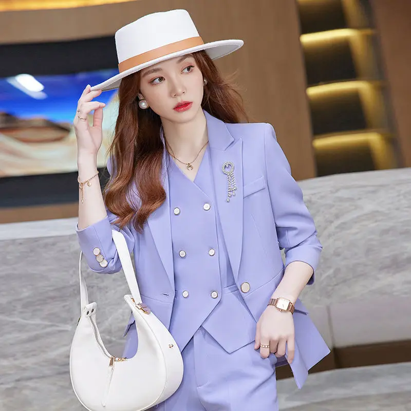 

4-B5 Professional temperament suits for women work clothes spring and autumhigh-end fashion commuting long-sleeved suits