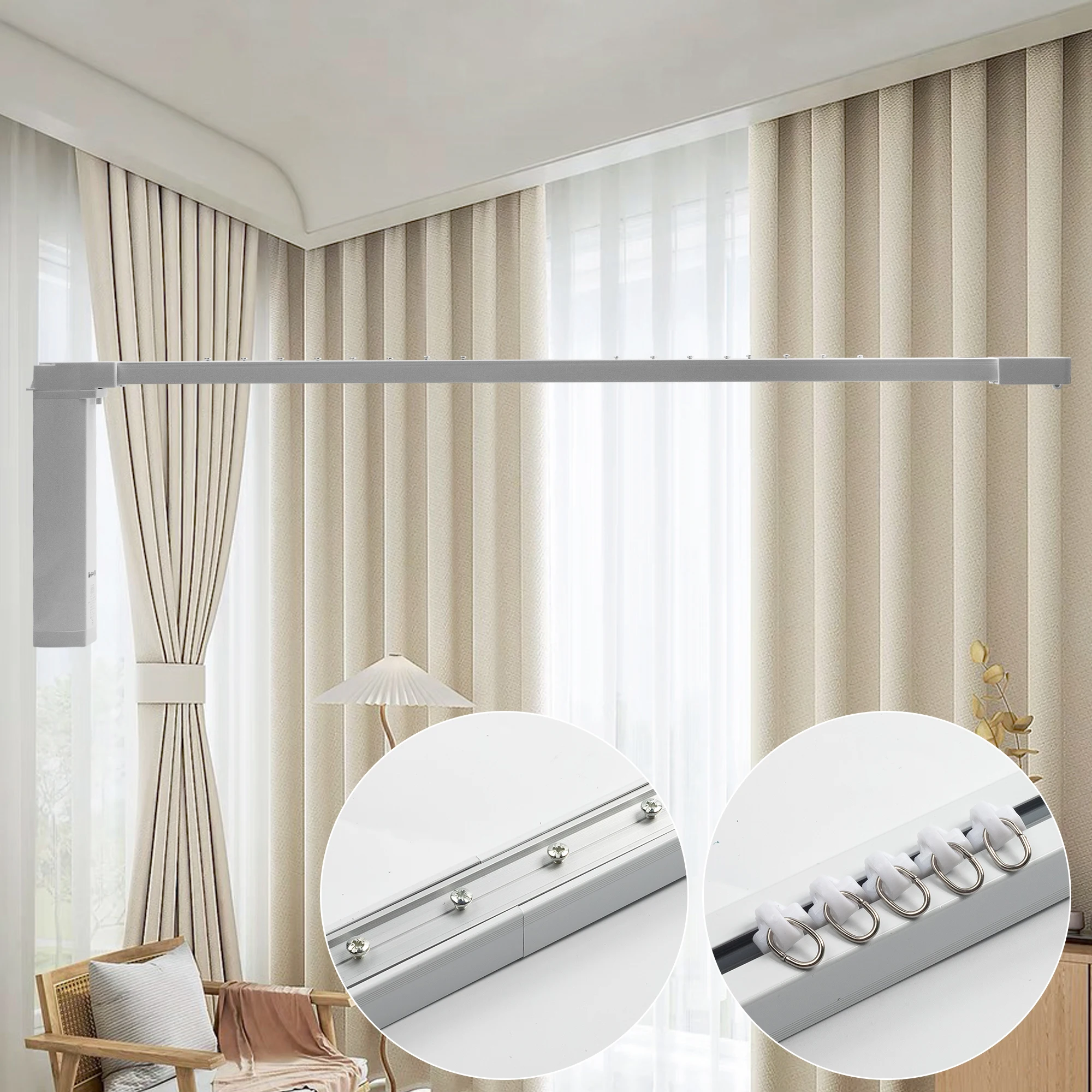 Leisguar DIY Custom Size Assembly Tuya Smart Life WIFI Zigbee Electric Curtain Track Set