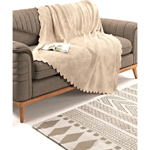 Else Carpet Else Beige Double-Sided Slip-Resistant Chenille Single Seat Cover Sofa Throw