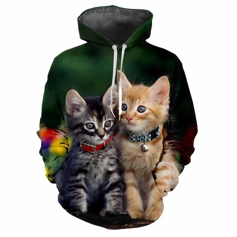 

2025 Fashion Men's and Women's 3D Cartoon Cat Harajuku Printed Street Hip Hop Fun Style Comfortable Elegant Personalized Hoodie