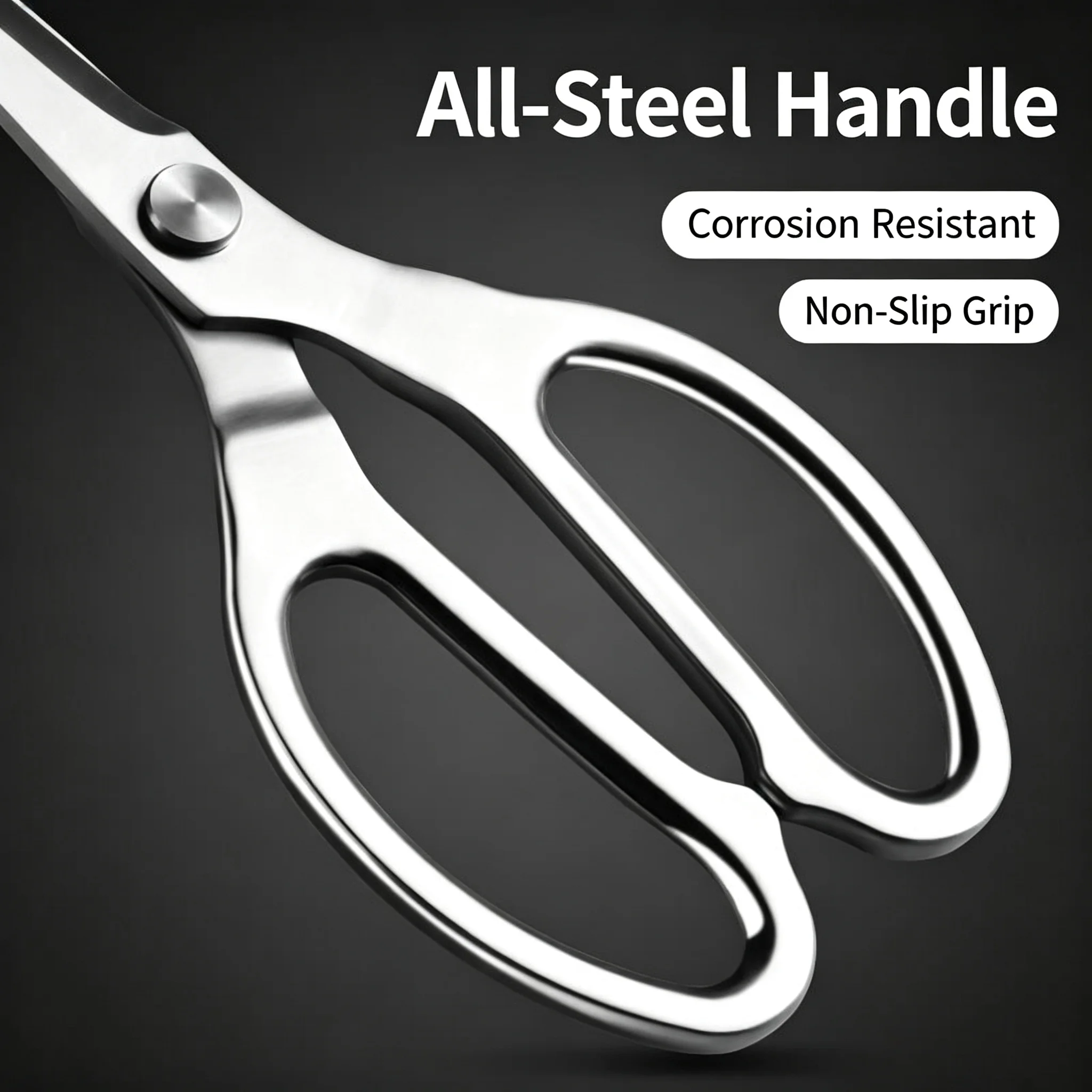 Stainless Steel Kitchen Scissor Daily Cooking Sturdy Kitchen Tool Extended High Hardness With Free White Magnetic Storage Cover