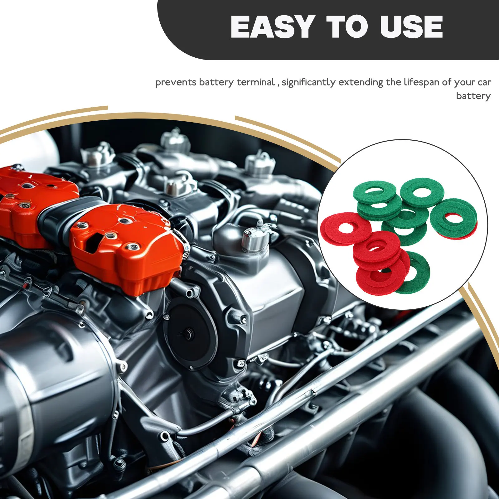 10Pairs Battery Terminal Protection Pads Fiber Felt Washers Red Green Universal Car Truck Suv Rv Boat Battery Terminal