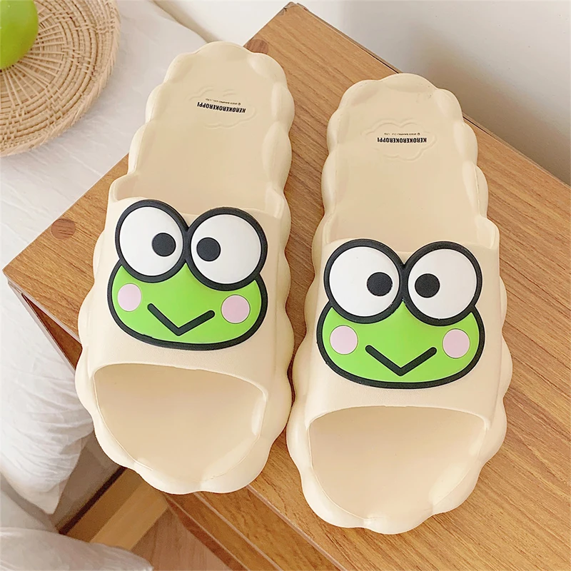 Sanrio Slippers Kero Kero Keroppi Kawaii Anime Cute Cartoon Student Family Bathroom Outdoors Anti-Slip Sandals Toys for Girls