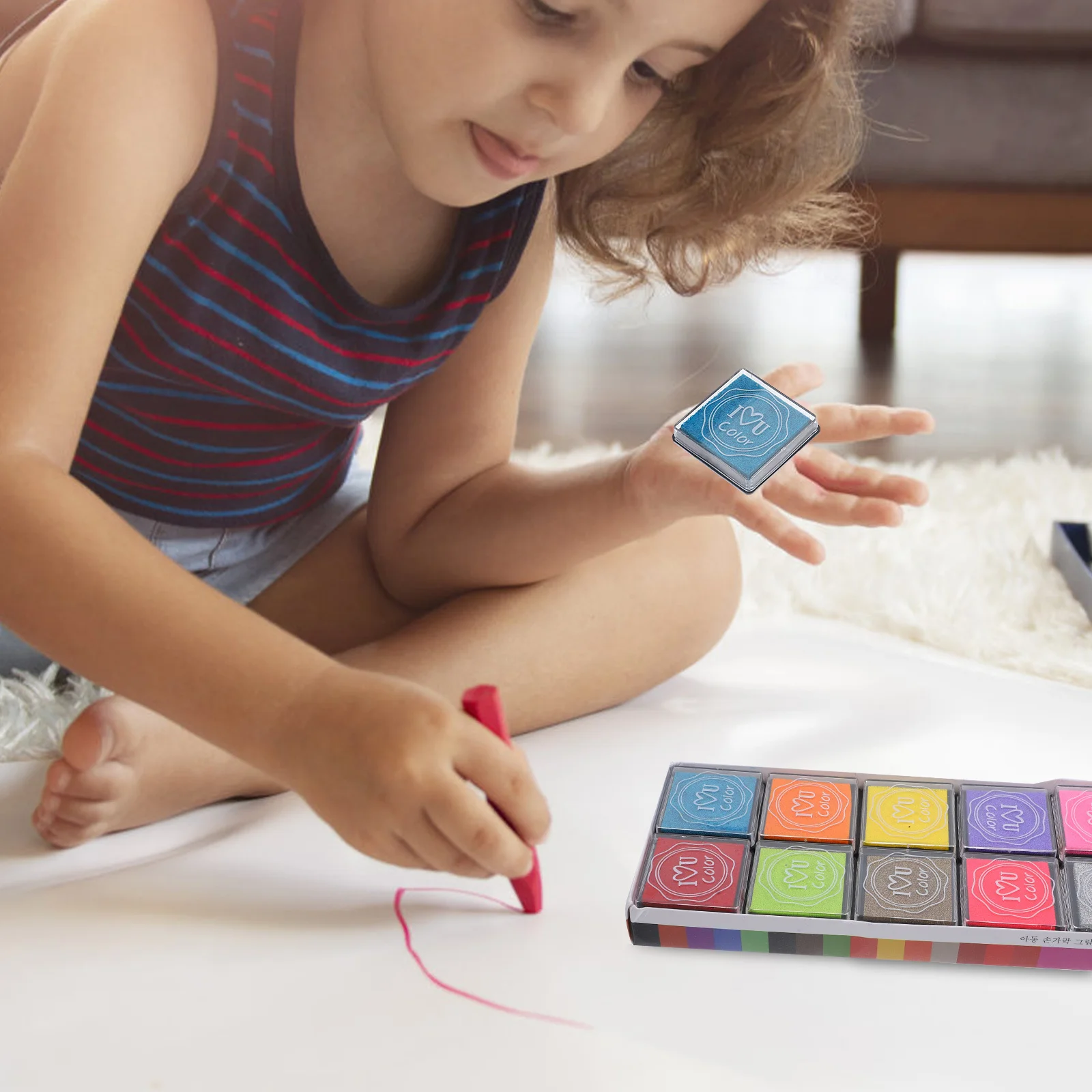 20 قطعة لوحة حبر للأطفال قابلة للغسل يمكنك صنعها بنفسك لوحة حبر حرفية للأطفال قوس قزح ملون متعدد الألوان طوابع وسادة مشاريع فنية #1