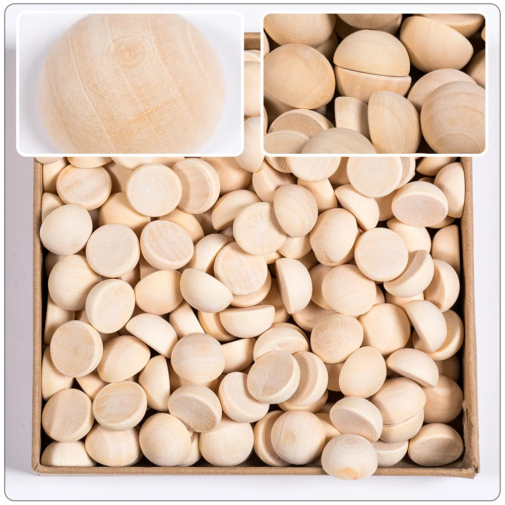 

200Pcs Smooth Polished Half Wooden Beads No Hole for DIY Craft Necklace Bracelet Projects Half Craft Balls DIY Beads