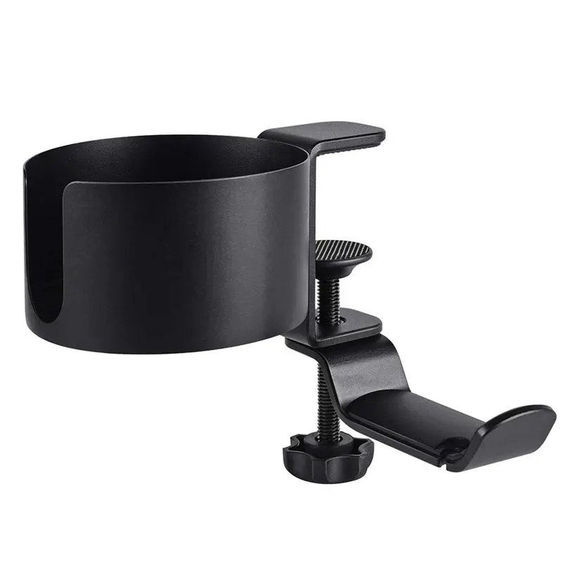

Desk Cup Holder 2 In 1 Desk Cup Holder Anti-Spill Cup Holder With Headphone Hanger For Desk Or Table Black-[Acebya]