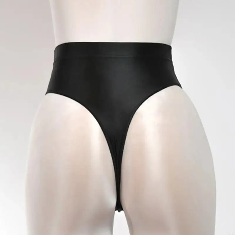 

39BC Glossy Finish Fitted Shorts for Music Festivals High Waist Raves Bottoms Thong