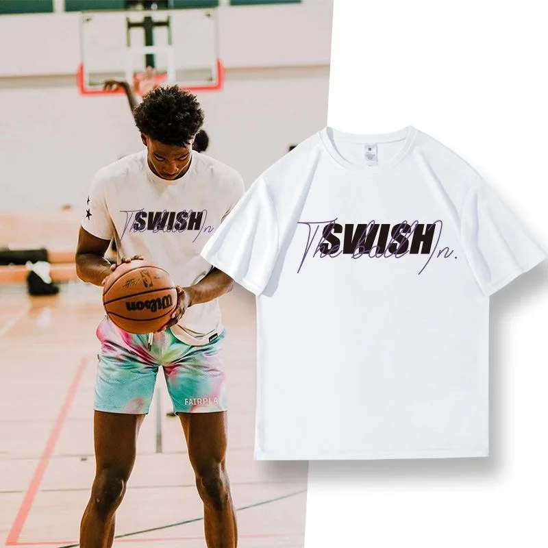 

American Short-sleeved Sports Shooting Clothes Trendy Versatile Characters Breathable Loose Perspiration Men and Women Summer