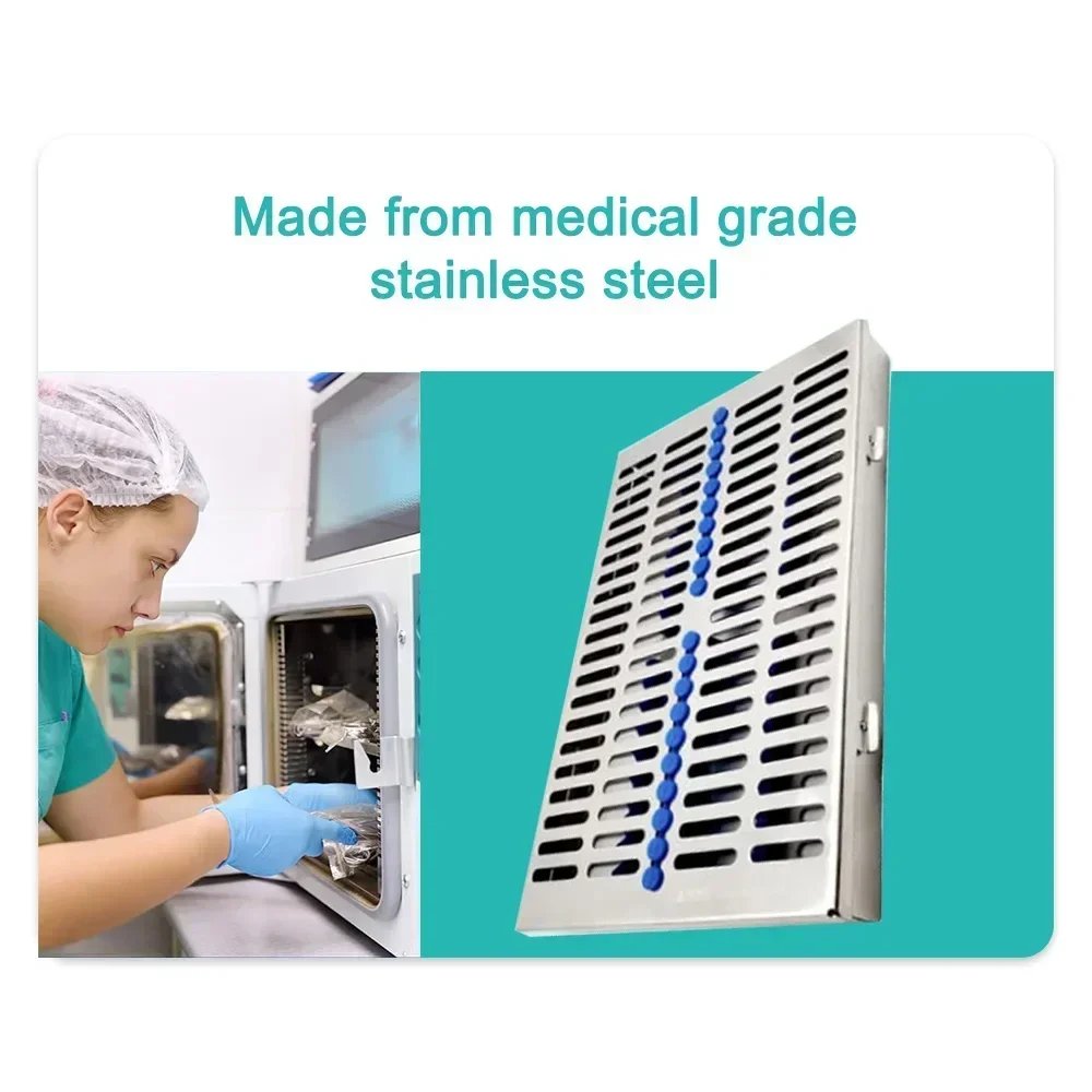 XYSZ Dental Sterilization Rack Surgical Autoclavable Sterilization Box Stainless Dental Cassette File Burs Disinfection Tray