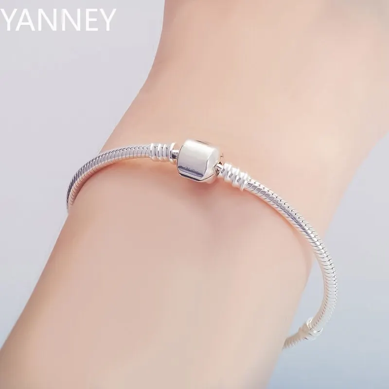 

New Original Fine Jewelry 925 Sterling Silver Charm Bracelet Soft Smooth Snake Bone Bracelets for Women DIY